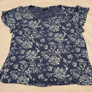 Lucky Brand Blue Floral Short Sleeve Tee